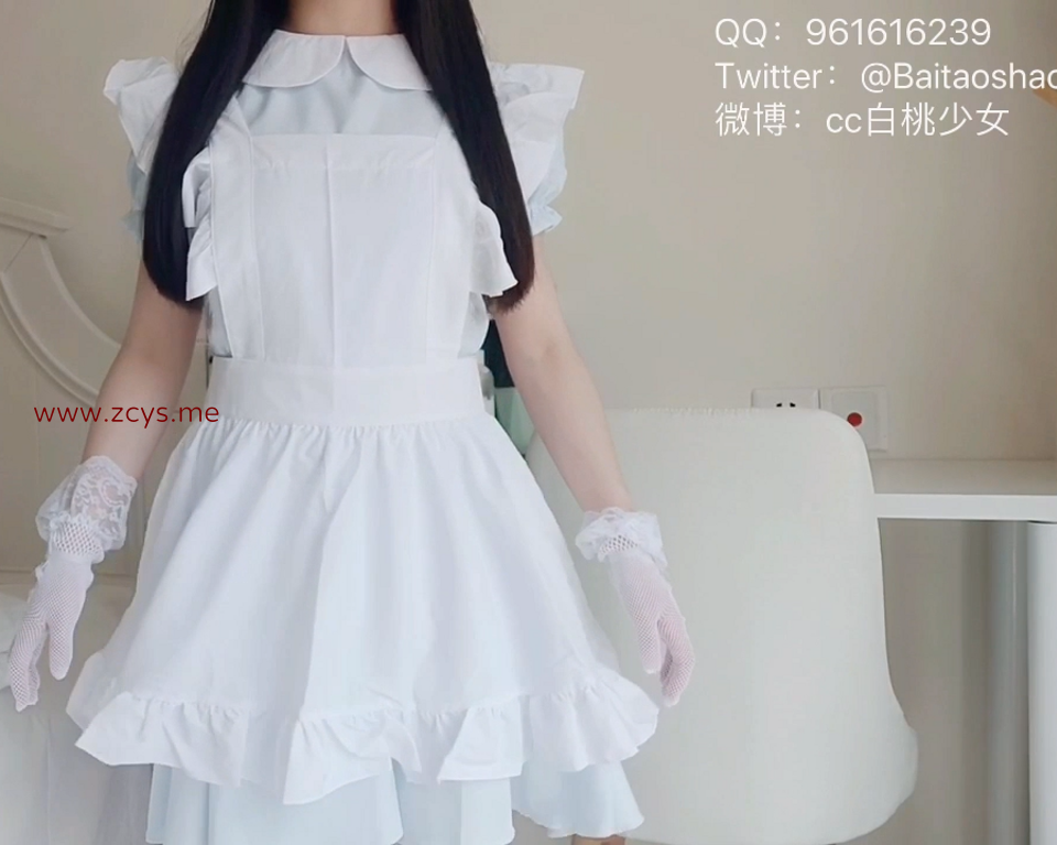 【自打包】福利姬-白桃少女-白网袜女仆(1V,1.28G)