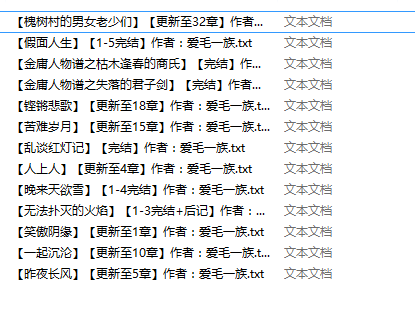 小说贴-【爱毛一族】作品合集(13本)