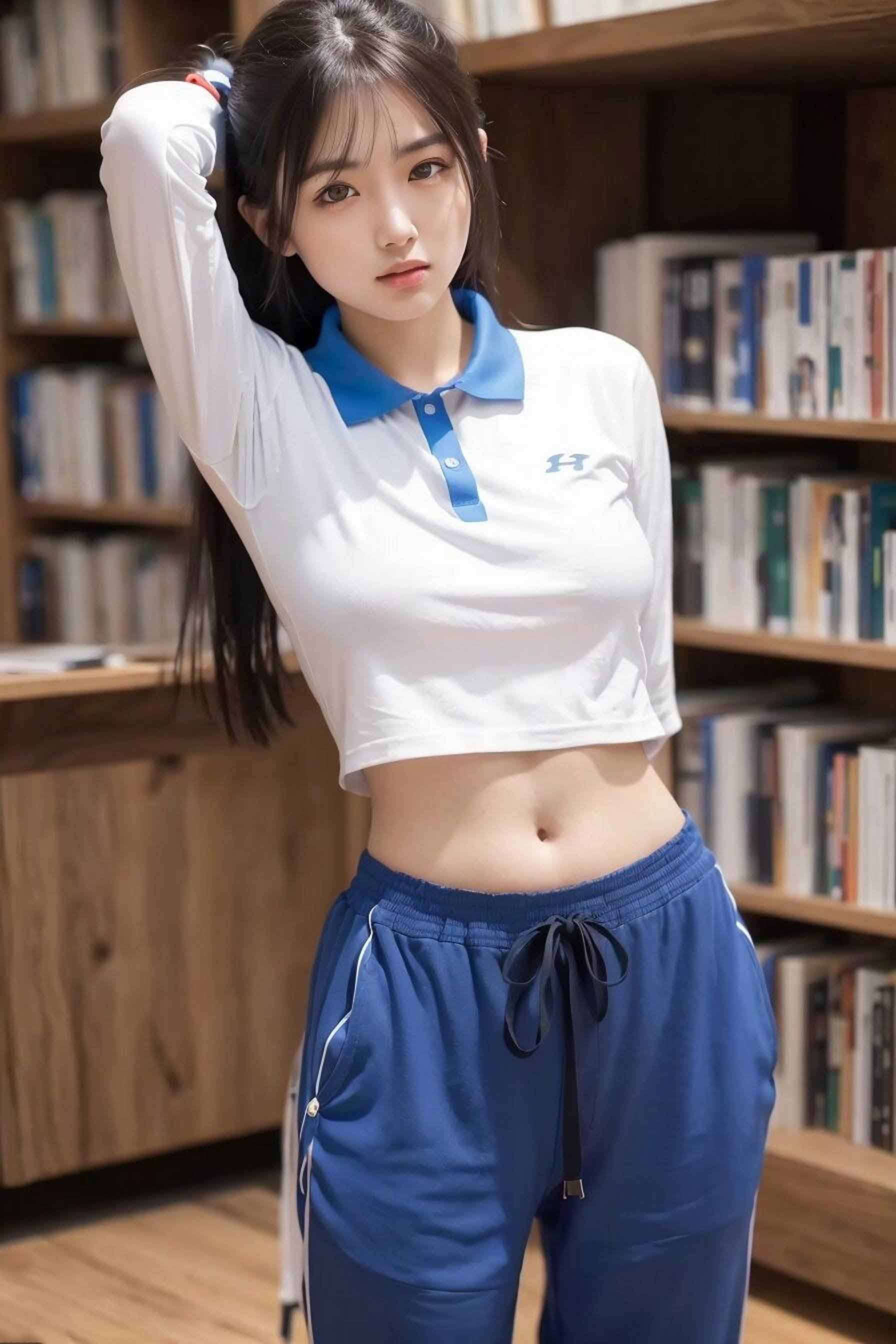 [拟真写实] 【S级AI绘画】学校图书馆露出【65P/211MB/度盘】