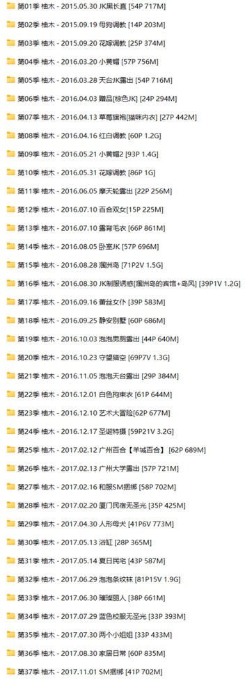 柚木yuzuki [78件+75.6 GB][百度盘]
