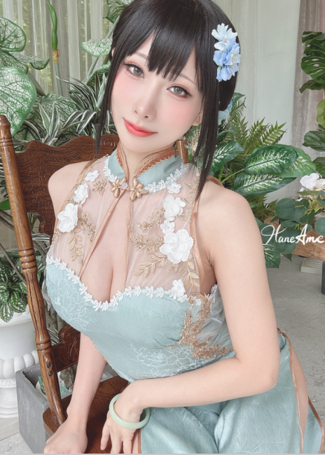 人气cos骚鸡-雨波_HaneAme-Original Jade Qipao绿韵旗袍(30P,240M)