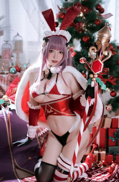 巨乳cos-半半子-Christmas Bunny Aike(41P,457M)