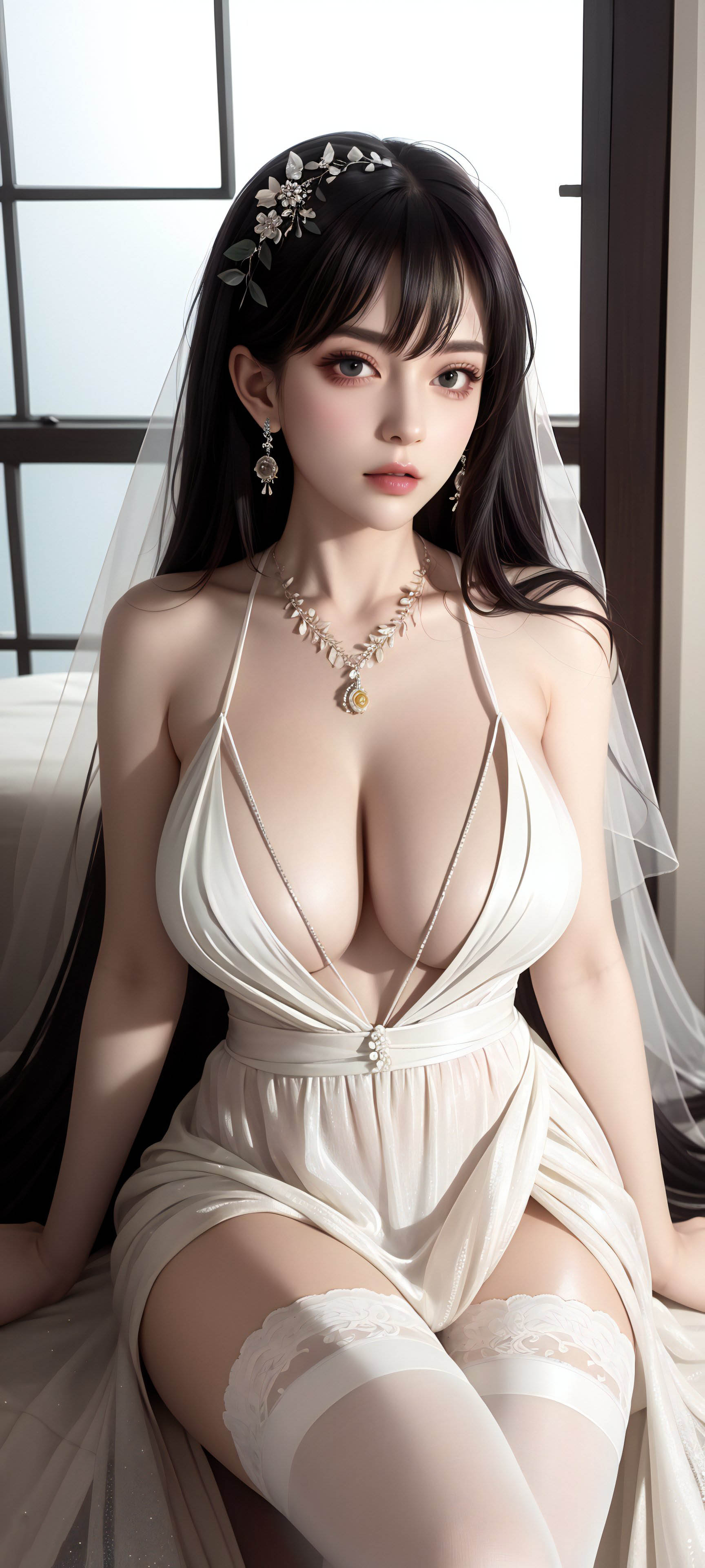 [拟真写实] 性感白丝吊带头纱【45P】【267MB百度云】