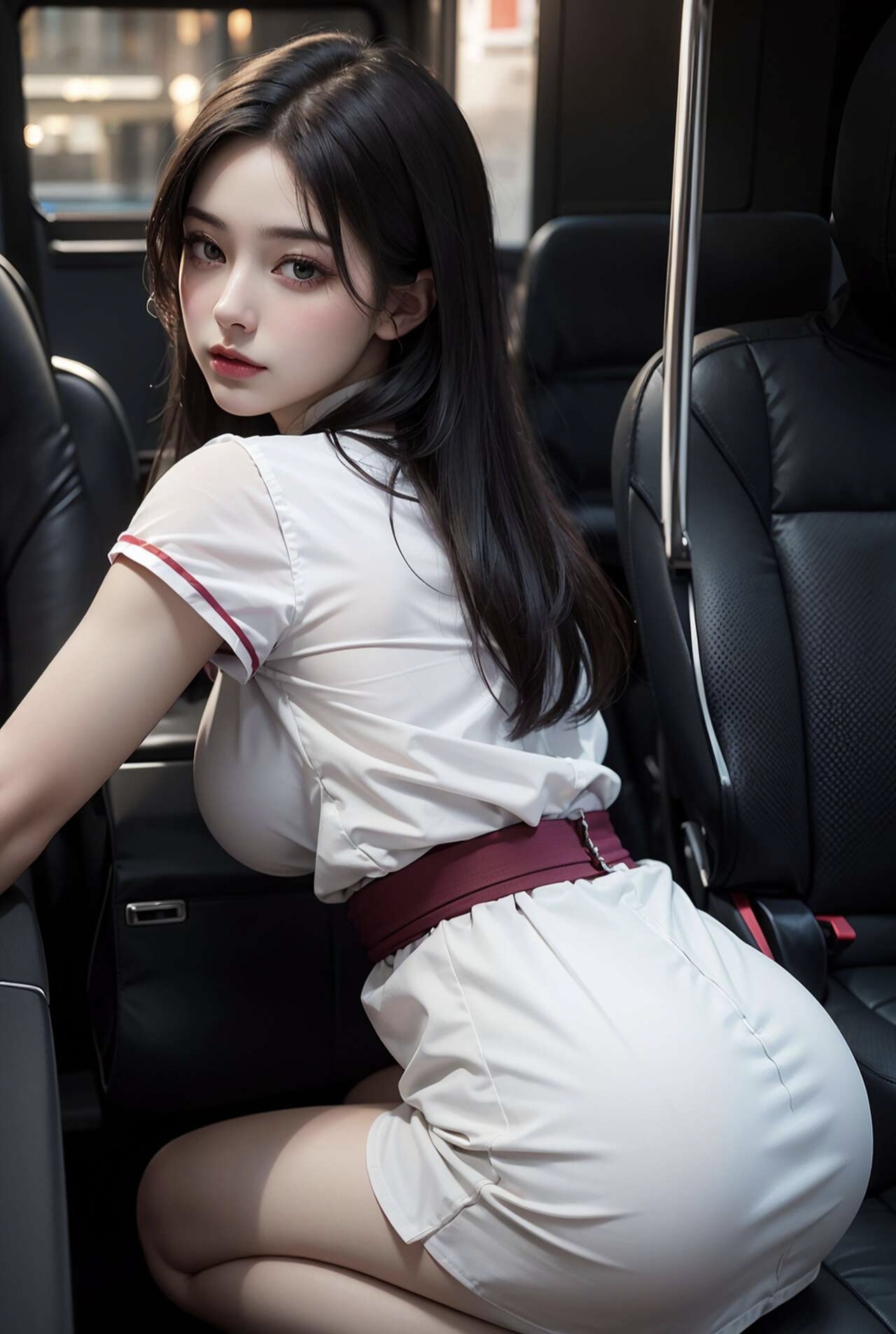 [AI生图]一本正经的公车痴女