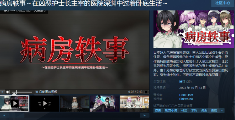 【拔作ADV】病房轶事 ～在凶恶护士长主宰的医院深渊中过着卧底生活 官方中文版[新作]
