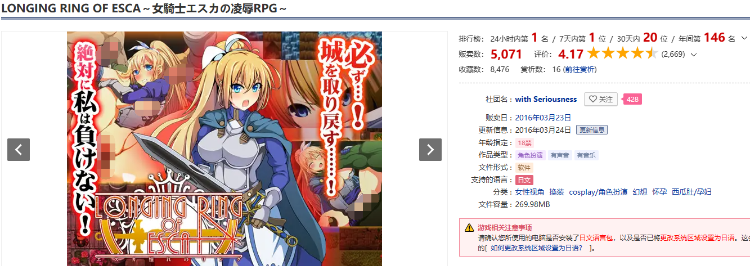 【日式RPG】女騎士エスカの凌辱RPG~云翻汉化版