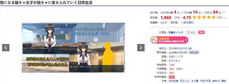【日式RPG】気になる陰キャ女子が陽キャに変えられていく日常生活 AI汉化版