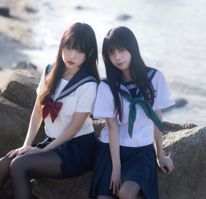 cos-不呆猫&三無人型-水手服百合黑丝(51P,1V,612M)