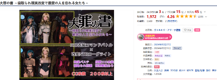 【RPG】大罪の書 ~寝取られ現実改変で最愛の人を忘れる女たち~V1.03 云翻汉化版