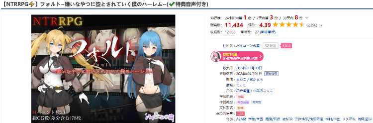 【日式RPG】[NTRRPG⚡]フォルト~嫌いなやつに堕とされていく僕のハーレム~V1.1AI汉化版