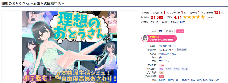 【爆款同居模拟SLG】[3D][萝莉]理想のおとうさん ～愛娘との同棲生活～ V1.1.3 DL版[生肉]