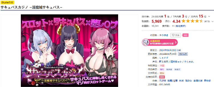 【互动SLG】サキュバスカジノ ~淫魔城サキュバス~DL版[新作][生肉]