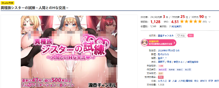 【日式RPG】異種族シスターの試練～人間とのHな交流～AI汉化版[新作]