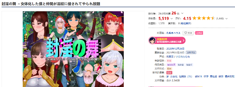 【日式RPG】封淫の舞 ～女体化した僕と仲間が淫紋に侵されてやられ放題 DL官方AI汉化版