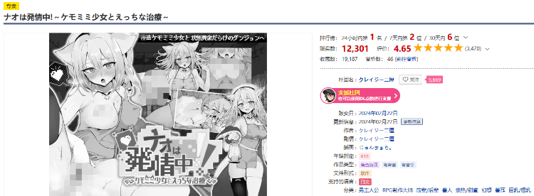 【日式RPG】奈绪正在发情!~兽耳少女与色色的治疗~ DL官方AI汉化版
