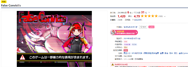 【日式RPG】False Convict's Ver1.0 AI汉化版[新作]