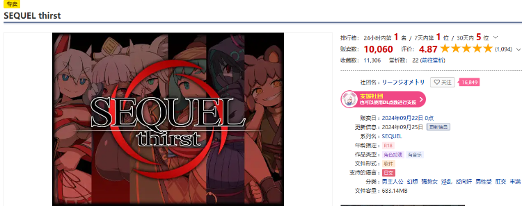 【日式RPG】SEQUEL thirst Ver1.00 AI汉化版[爆款新作]