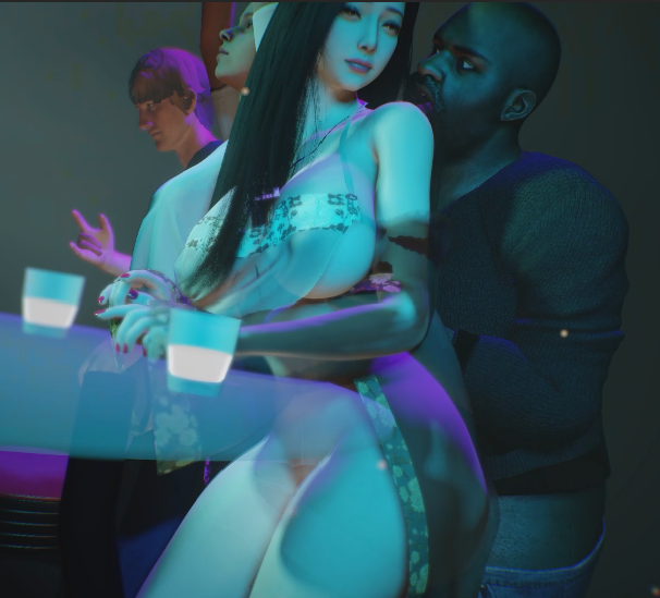 [3D/VAM] 牛头人爱好者：淫乱夜店巨乳女友在醉酒男友面前被黑人巨根侵犯中出 [2.8G]