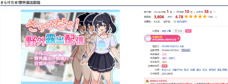 【日式SLG】さらけだせ!野外露出配信 AI汉化版[新作]