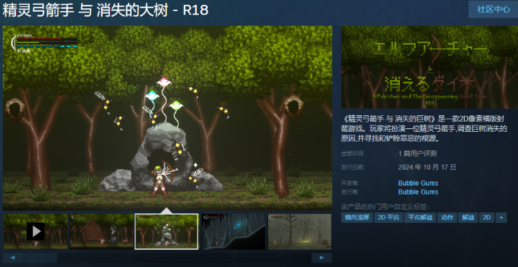 【像素ACT】精灵弓箭手 与 消失的大树 - R18 Steam官方中文版[新作]