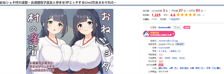 【互动SLG】おねショタ村の淫習～お清楚双子巫女と孕ませ3PエッチするLive2DおさわりSLG～Ver1.02 机翻汉化版[新作]