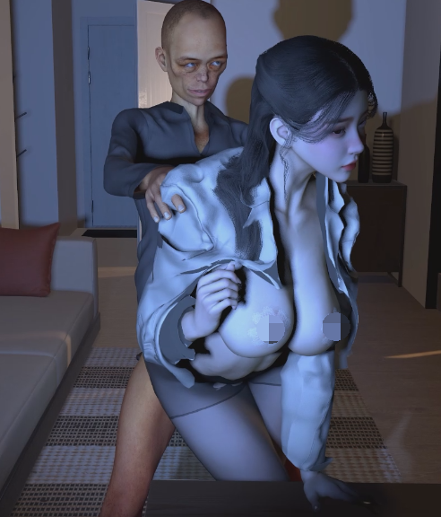 [3D/夫目前犯/NTR] 牛头人爱好者：出差NTR 性感巨乳黑丝女友被一起出差的同事侵犯中出 [4.2G]