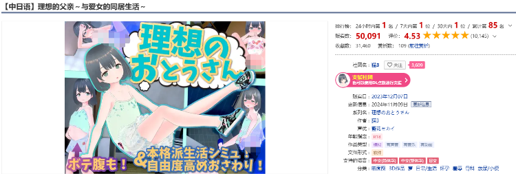 【爆款同居模拟SLG】[3D][萝莉]理想的父亲～与爱女的同居生活～ V1.2.4 DL官方中文版+DLC