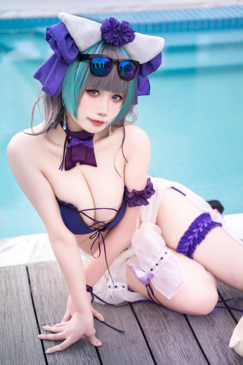 【新】贞子蜜桃 - 碧蓝航线 柴郡泳装 [60P 1V]1.19G百度盘