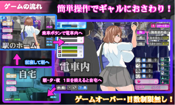 【日式SLG】電車内淫交～ギャルは触って堕としたい～Ver1.0 AI汉化版[新作]
