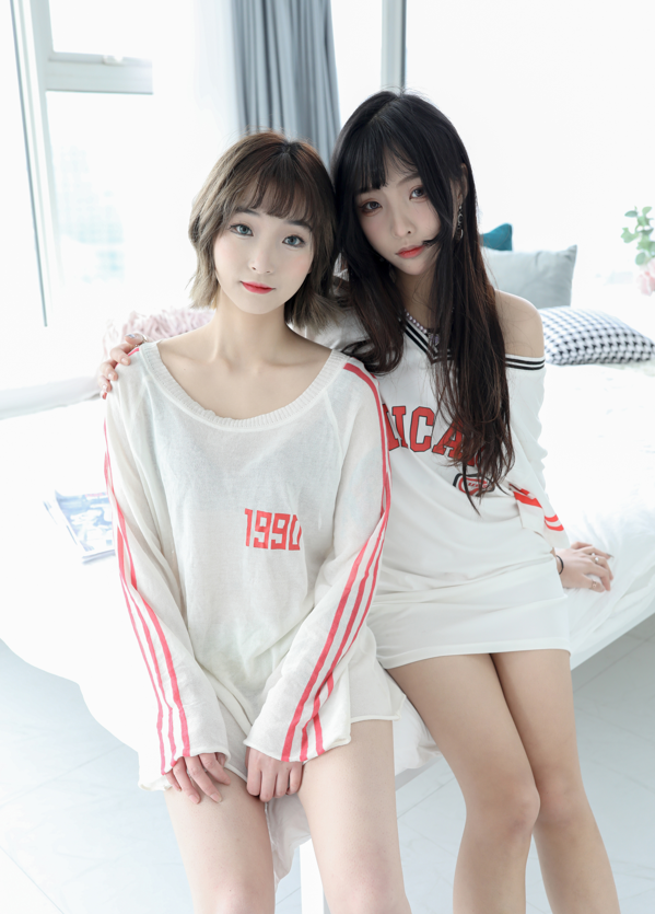 MZSOCK爱美足原版画质 Ella&梦琪 双人白色小短袜 【76P792M】