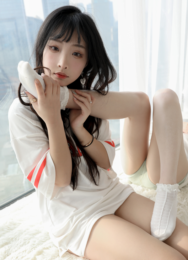 MZSOCK爱美足原版画质 Ella&梦琪 双人白色小短袜 【76P792M】