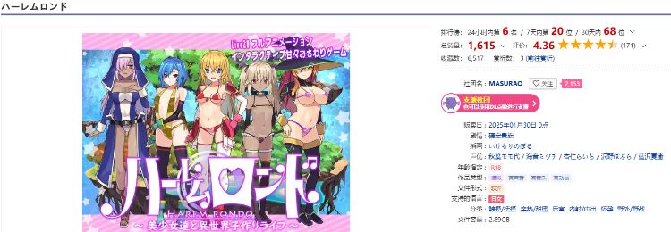 【日式SLG】ハーレムロンド Ver1.01 DL日文原版