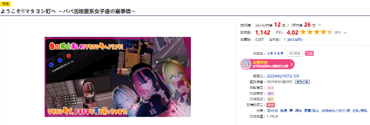 【互动SLG】[3D]ようこそ!!マタヨシ町へ ～パパ活地雷系女子達の裏事情～DL版[新作][生肉]
