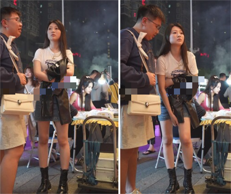 (BC-AA-358)闷骚的牛仔裙美女逛街..大腿根部藏着腿环纹身[438M]