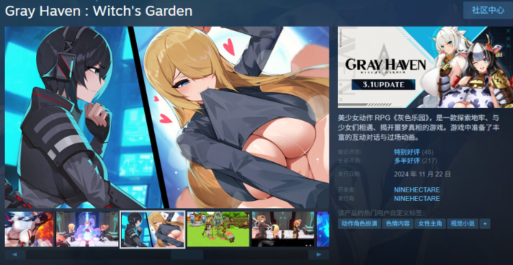 【3D动作ARPG】灰色乐园 Ver3.1.1 Steam官方中文版