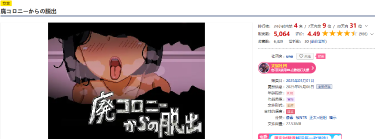 【探索SLG】廃コロニーからの脱出 Ver1.10 DL版[生肉]