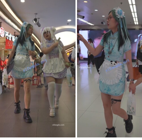 (BC-AA-424)中华娘旗袍小姐姐逛街..白色窄内扶梯楼梯被抄底[478M]