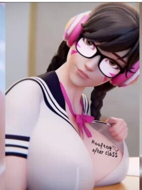 【3D动画/步兵】 Reinamation3d 守望先锋 巨乳JK Dva 【300M】