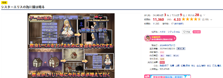 【日式SLG】シスターエリスの為に鐘は鳴る AI汉化版[V0322]