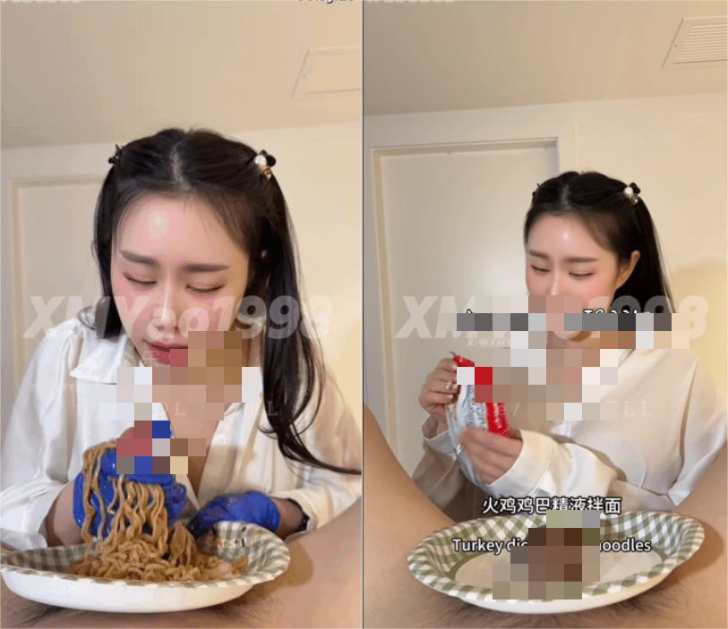 ✨推特性爱大师95后绿帽情侣美腿女王「汐梦瑶」《鸡巴精液火鸡面》双倍辣火鸡面拌鸡巴，把酱料裹在龟头上，蘸着精液一起吃掉！[1.12G