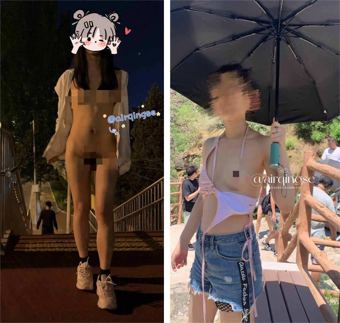 2025年6月最新，推特【天青色-airqingse】，北京夫妻，露出大神，各种公共场所的人前露出，交换群P 10V568M
