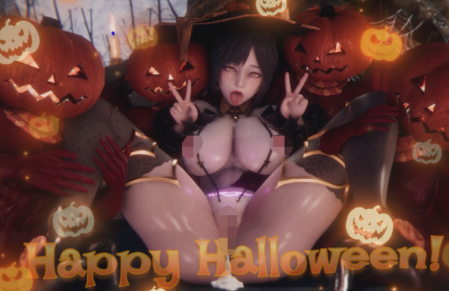 Elarbaby：D44 Halloween 性感黑丝魔女被催眠轮奸中出 [3.9G]
