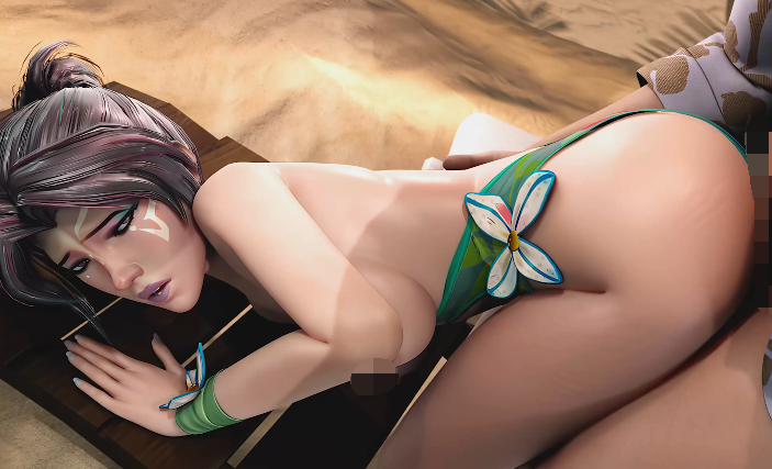 [3D]Conseit 2508：Psylocke - Beachside Backshots 灵蝶 性感御姐黑色巨根后入爆肏中出 [550M]