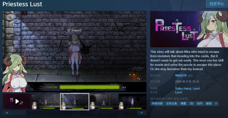 【ACT】Priestess Lust Ver1.02 Steam官方中文正式版