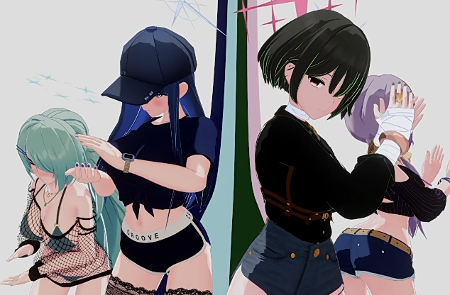 [MMD]Croove 11月1虚拟主播 夜魘妮米性爱直播+阿里乌斯小队+狐坂若藻+可露凯[500M]