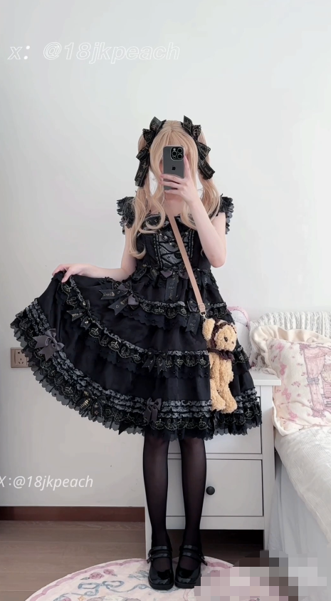 仙仙桃 18jkpeach 黑色洛丽塔