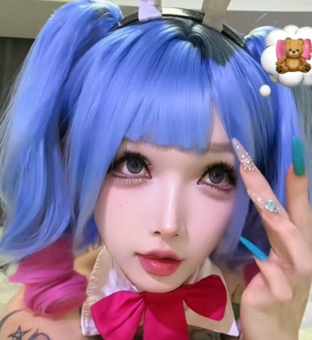 抖音 mo你别哭 初音未来兔子洞cos自慰，兔女郎阿黑颜口交被金主爸爸后入，抖音超高颜值巨乳符文反差网红