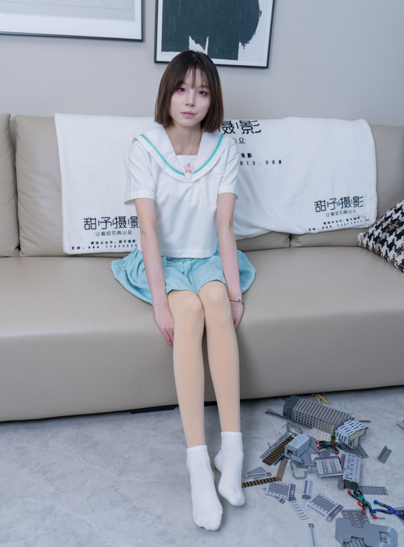 甜予摄影 - 珞珞 - 白棉袜 超短裙厚肉丝 【134P1V1.9G】