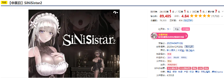 【爆款ACT】哥特少女勇闯恶魔城2 SiNiSistar2 Ver1.20 DL官方中文版+Mod补丁