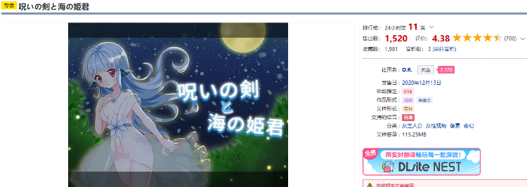 【像素ACT】呪いの剣と海の姫君 DL版[生肉]